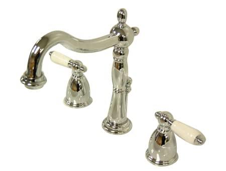 Kingston Brass Kingston Brass Heritage Two-Handle 3-Hole Deck Mount Widespread Bathroom Faucet with Brass Pop-Up Drain KB197PXAC