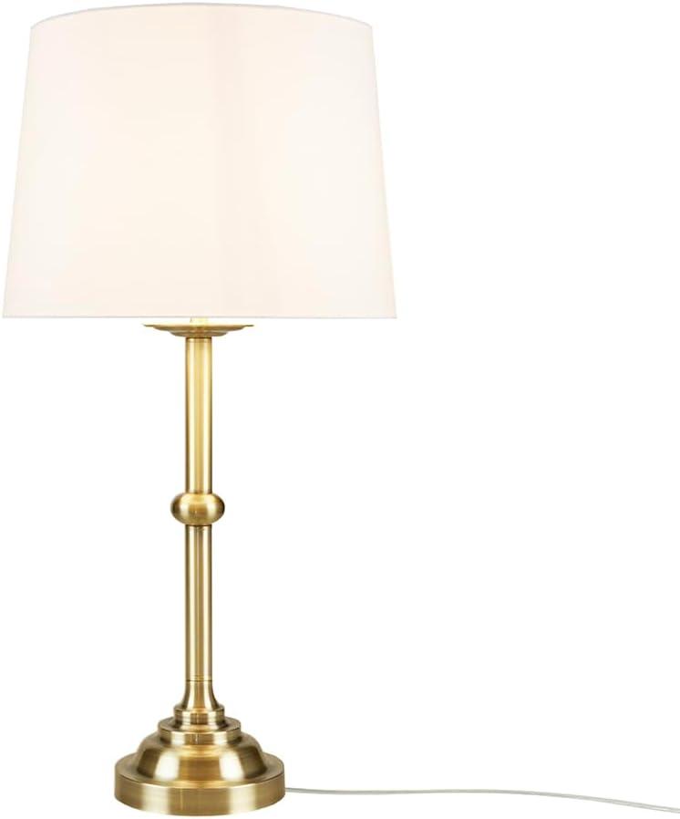 Aelorian Antique Brass Table Lamp with Off-White Shade