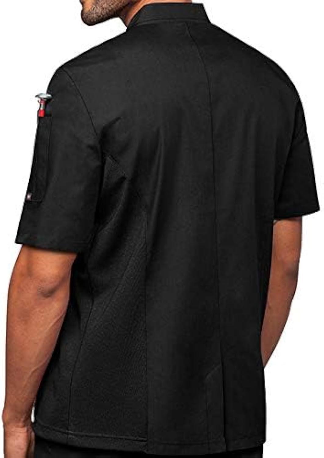 Men's Lightweight Short Sleeve Chef Coat with Mesh Panels