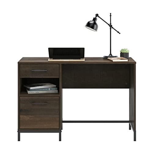 North Avenue Smoked Oak Home Office Desk with Black Metal Base