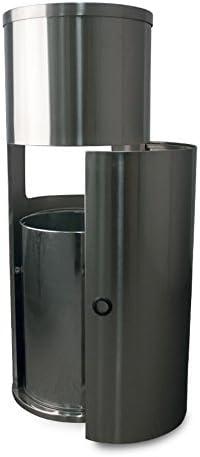 Stainless Steel Black Office Wipe Dispenser with Trash Can