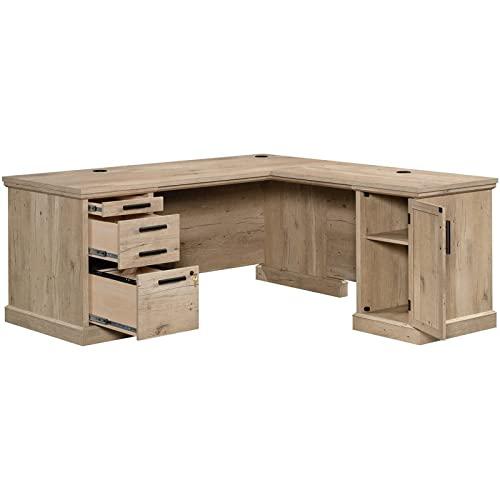 Black Wood L-Shaped Computer Desk with Drawer and Filing Cabinet