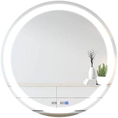 Round Lighted LED Bathroom and Vanity Mirror 28 inch with Anti Fog, Wall Mounted, Dimmer Touch Sensors by Fab Glass and Mirror