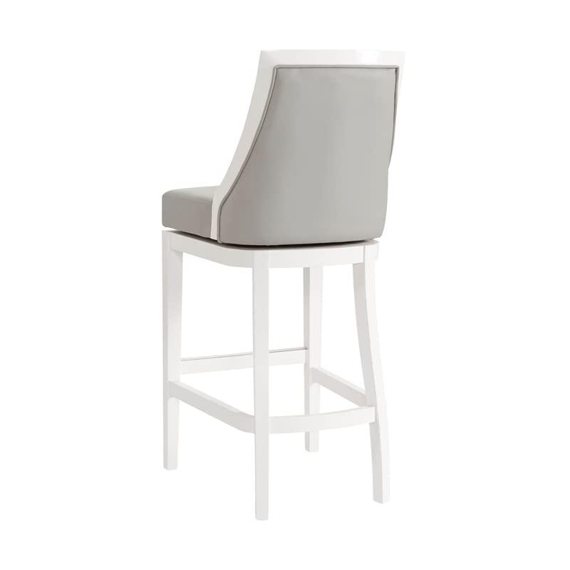 Ellie 19" Wide Solid Rubber Wood Frame Linen Fabric Counter Height Swivel Stool With Back