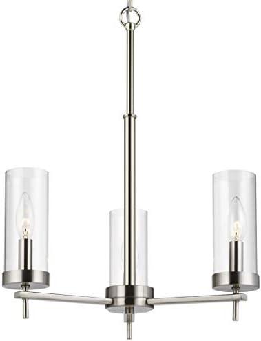 Zire Mini 3-Light Incandescent Chandelier in Brushed Nickel with Clear Glass