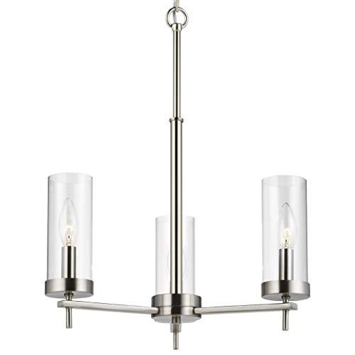 Zire Mini 3-Light Incandescent Chandelier in Brushed Nickel with Clear Glass