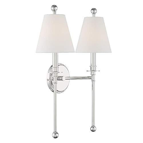 Dark Bronze 2-Light Sconce with White Silk Shades