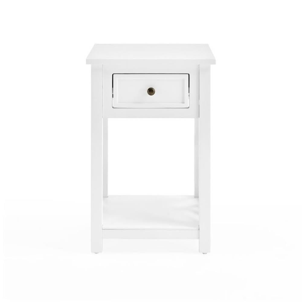 Alaterre Coventry Wood End Table with Drawer and Shelf, White