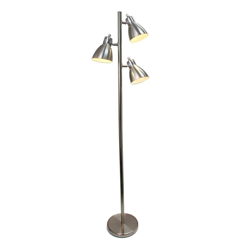 Simple Designs Metal 3-Light Tree Floor Lamp, Brushed Nickel Finish