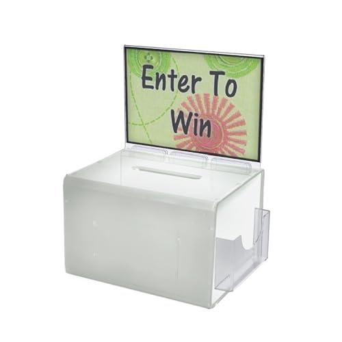 Azar Displays 206390 White Extra Large Lottery Box with Pocket, Lock and Keys