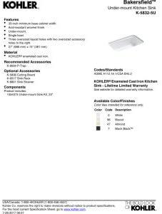 Kohler Bakersfield™ 31" L x 22" W Undermount Kitchen Sink K-5832-5U-96