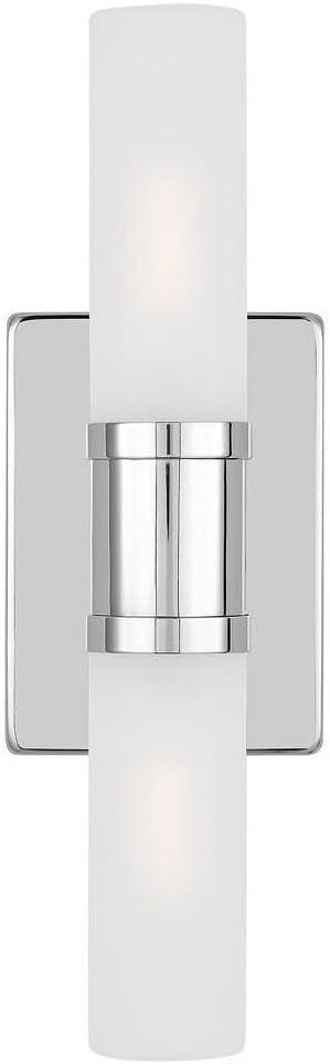 Keaton Chrome 2-Light Dimmable Bath Vanity with Satin Etched Glass