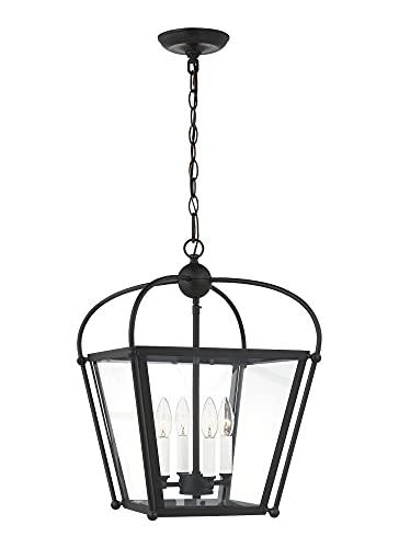 Generation Lighting Charleston 4 -Light Midnight Black Transitional Lantern Mini Hanging Pendant light