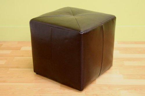Aric Bonded Leather Ottoman - Baxton Studio: Dark Brown Footrest, Seating Bench, No Assembly Required