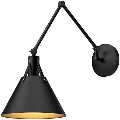 Matte Black Metal Dimmable Swing Arm Wall Sconce