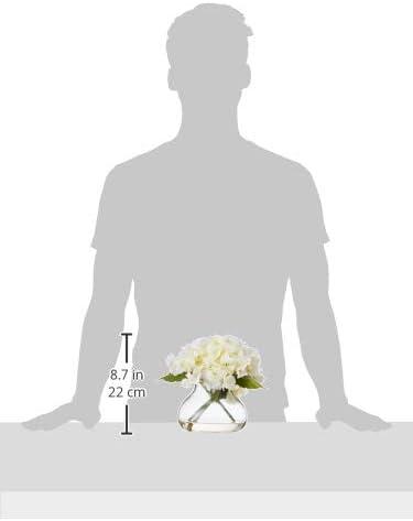 Blooming Hydrangea with Vase, Cream - Nearly Natural: Elegant Faux Hydrangea Arrangement, Indoor Spring Decor