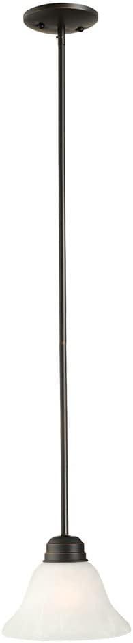 Design House 514513 Millbridge Traditional 1-Light Indoor Dimmable Mini Pendant with Alabaster Glass Shade for Kitchen island bar Bar, Oil Rubbed Bronze