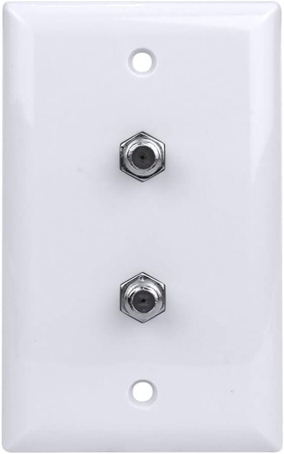 White Single Gang Dual F-81 Coaxial Wall Plate