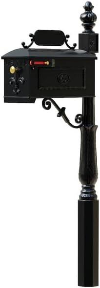 Williamsburg Black Aluminum Decorative Mailbox and Post System