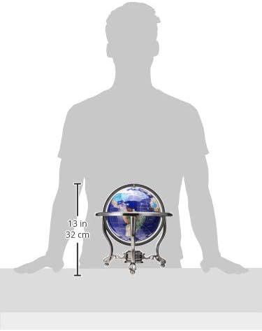 Unique Art Since 1996 Unique Art 13-Inch Tall Table Top Blue Lapis Ocean Gemstone World Globe with Silver Tripod Stand