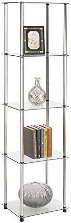 Convenience Concepts Designs2Go Classic Glass 5 Tier Tower, Black Glass