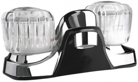Dura Faucet Lavatory Faucet with Crystal Acrylic Knobs for RV Bathroom - Chrome Polished