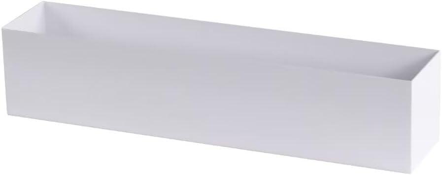 16" Window Box Rectangular Succulent Planting Box Metal Table Sill Planter Pots Modern Long Durable for Small Herb with Drainage Hole for Indoor Outdoor, with 4 Free Rubber Mats, White