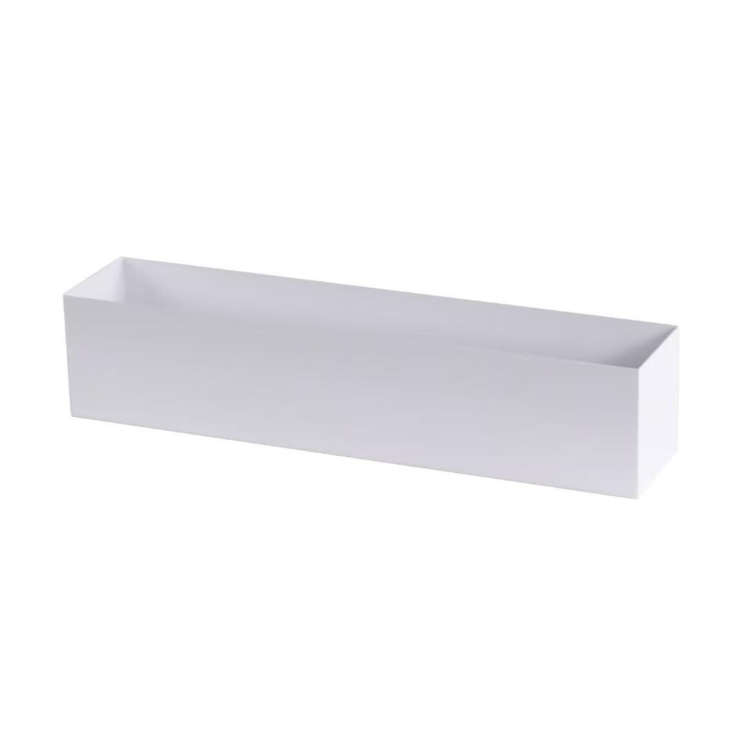 16" Window Box Rectangular Succulent Planting Box Metal Table Sill Planter Pots Modern Long Durable for Small Herb with Drainage Hole for Indoor Outdoor, with 4 Free Rubber Mats, White