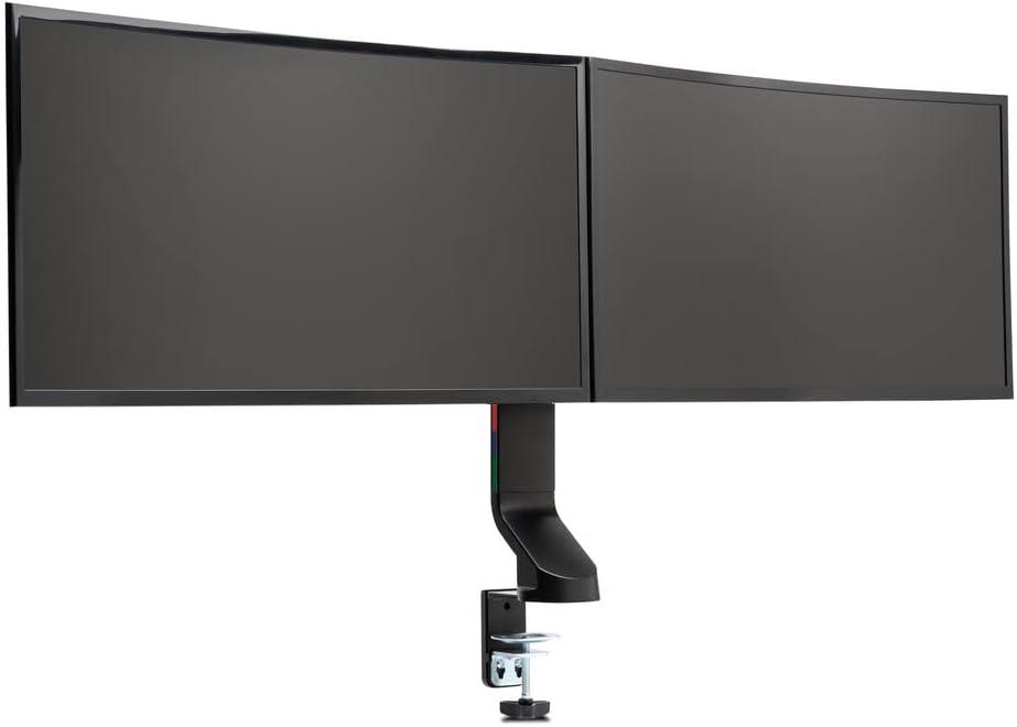 Black Dual Monitor Mount with Adjustable Tilt and Swivel