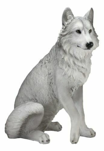 Ebros Large Dakota Wildlife Sitting Alpha Gray Wolf Statue 20.5" H