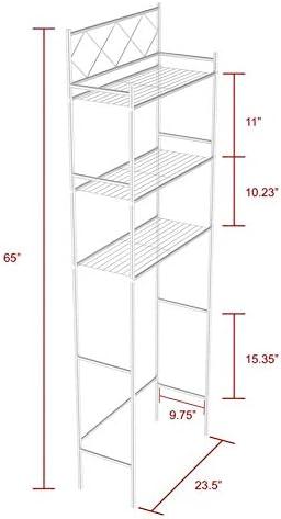 Metal Over The Toilet Space Saver and Organizer White - J&V TEXTILES: Powder-Coated Stainless Steel, 3 Fixed Shelves