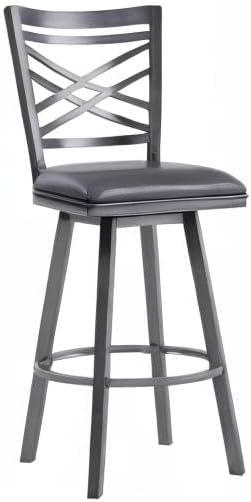 Fargo Black Metal Swivel Bar Stool with Cross Back