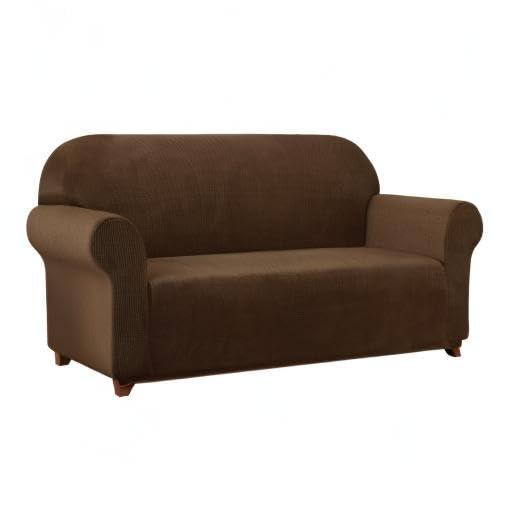 Subrtex Stretch 1-Piece Textured Grid Slipcover Sofa Cover, Coffee