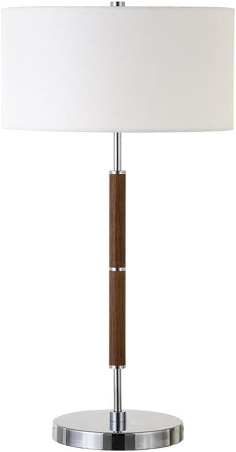 Simone 25" Rustic Oak and Polished Nickel Nightstand Lamp