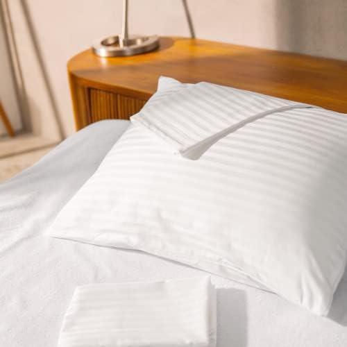 FeelAtHome Pillow Protector Zippered Pillow Covers for Comfort & Protection, Queen, White, 4 pk