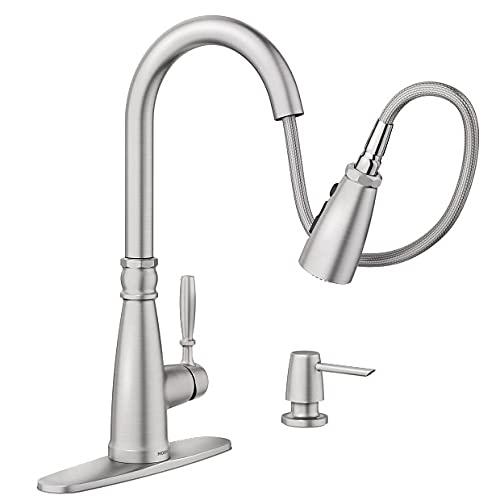 MOEN Boman Single Handle Pull-Down Sprayer Kitchen Faucet with Reflex and PowerBoost in Spot Resist Stainless