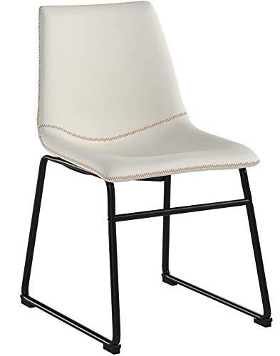 Roundhill Furniture Lotusville Vintage PU Leather Dining Chairs, White, Set of 2