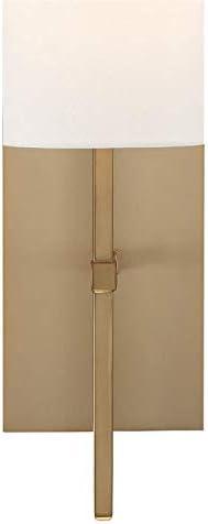 Aged Brass and White Silk 1-Light Wall Sconce