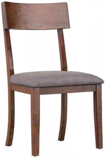 Sunset Trading 34.25 x 19 x 25 in. Mid Century Dining Chair with Padded Performance Fabric Seat Danish Walnut - Set of 2