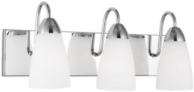Seville 21 in. 3-Light Chrome Transitional Modern Wall Bathroom Vanity Light with White Glass Shades and LED Bulbs