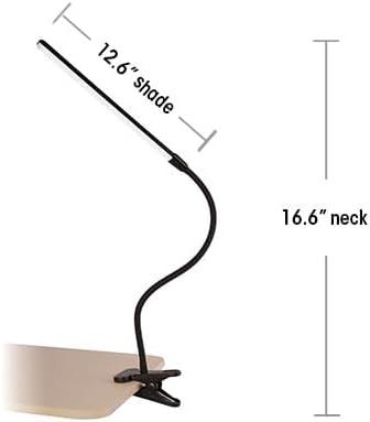 Black Adjustable Clip-On LED Lamp with 3-Way Switch