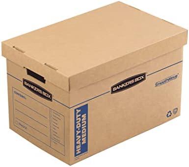 Fellowes Bankers Box 8 Pack Medium Heavy-Duty Classic Moving Boxes Tape-Free with Reinforced Handles