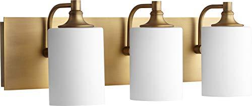 Quorum Lighting Celeste Glass 3-Light Aged Brass Wall Sconce