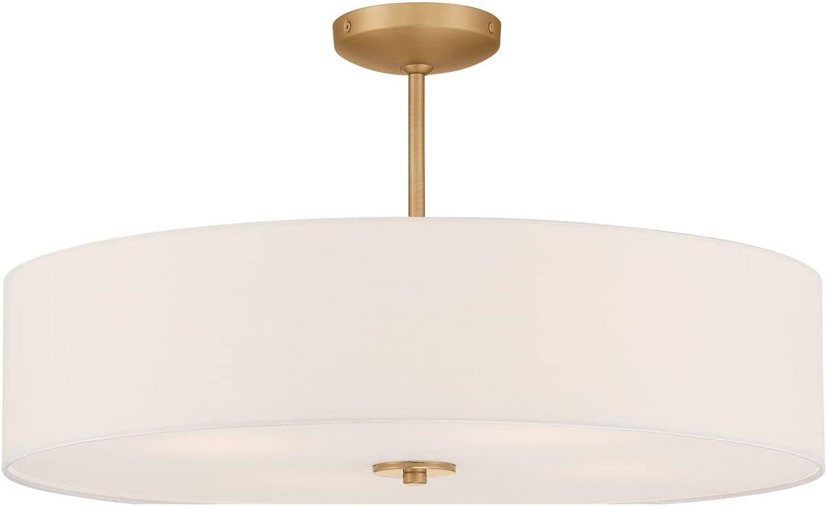 Transitional 24" Brass Drum LED Ceiling Light