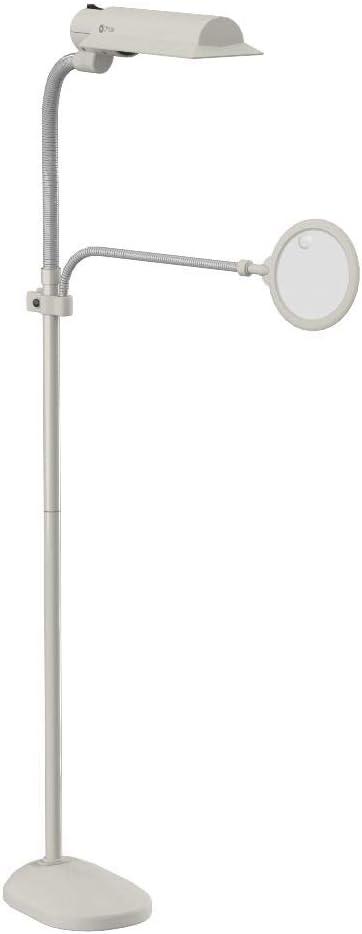 OttLite 18w EasyView Standing Floor Lamp with Optical Grade 3X Magnifier Attachment Arm & Flexible N