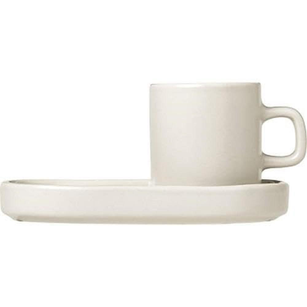PILAR Stoneware Espresso Cup with Tray (Set of 2)