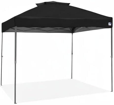E-Z UP Patriot ONE-UP Technology Vented Shelter, 10' x 10', Black Top, Grey Frame