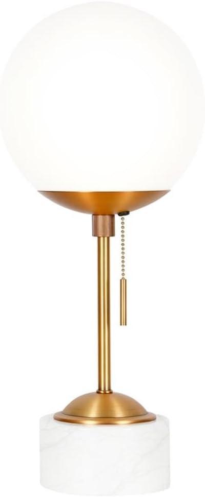 Henn&Hart 8" Brass/White Marble Marble/Metal/Glass Table Lamp