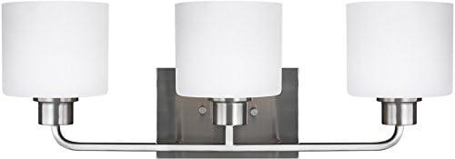 Canfield 3-Light Brushed Nickel Vanity Wall Light with Etched Glass