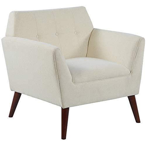 Traditional Gray Cushion-Back Accent Chair with Solid Wood Frame